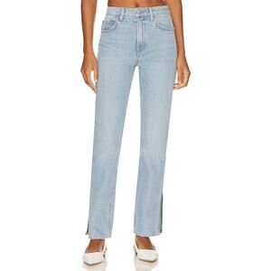 Grlfrnd 'Harlow' Blue Petite High Rise Boot With Slit Hem Denim Jean Size 26